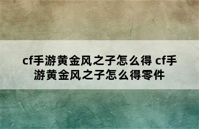 cf手游黄金风之子怎么得 cf手游黄金风之子怎么得零件